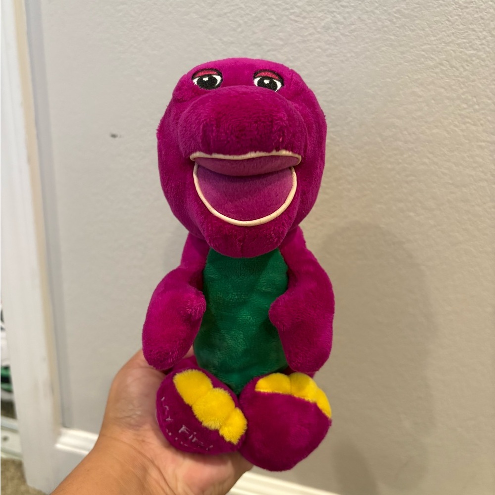 Vintage My First Barney Plush Embroidered Eyes 11in 1990s Purple Dinosaur Lyons